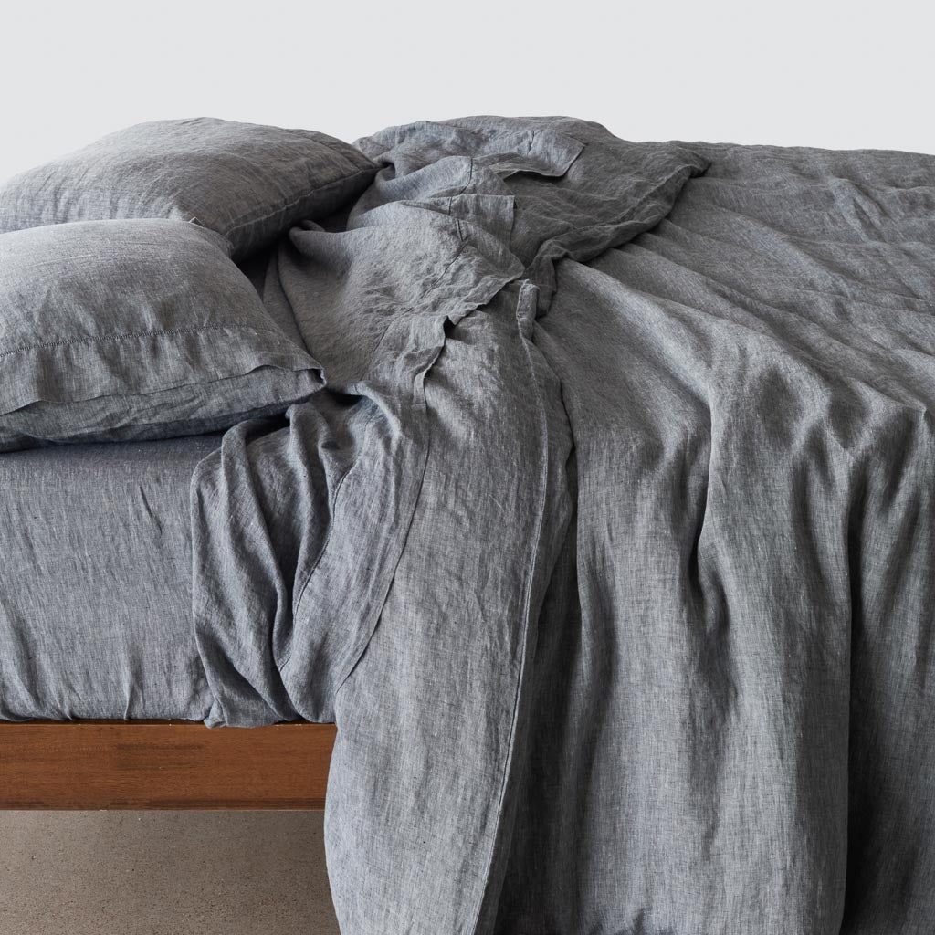 The Citizenry Stonewashed Linen Duvet Cover | Full/Queen | Duvet Only | Indigo Chambray - Image 0