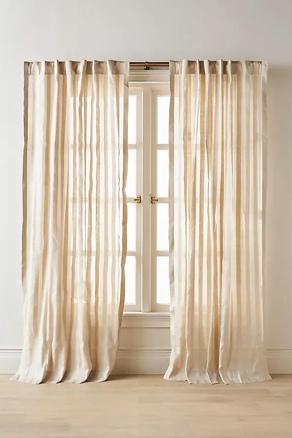 Ventura Silk Semi-Sheer Woven Stripe Curtain - Image 0