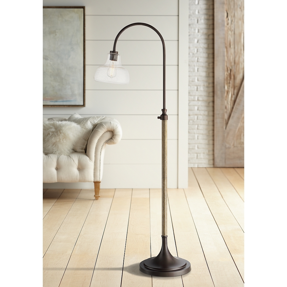Jackson Bronze and Wood Grain Arc Floor Lamp - Style # 79Y15 - Image 0