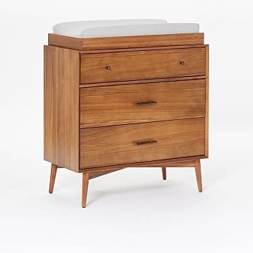 Mid-Century 3-Drawer Changing Table and Topper, Acorn, WE Kids - Image 2