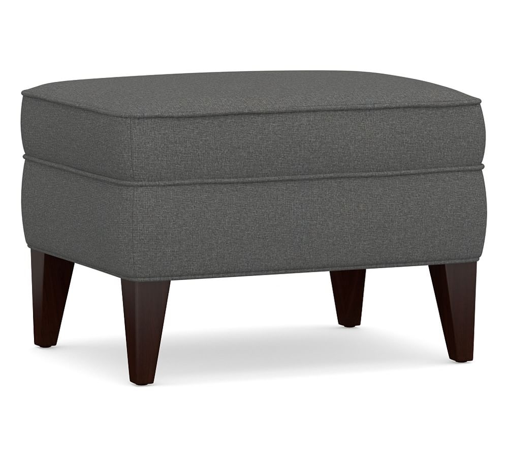Marcel Upholstered Ottoman, Polyester Wrapped Cushions, Park Weave Charcoal - Image 0