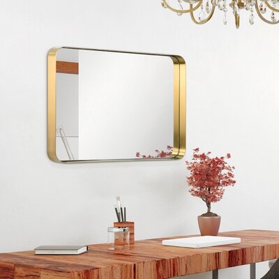 30 In. X 22 In. Ultra Rectangle Brushed Silver Stainless Steel Framed Wall Mirror - Image 0