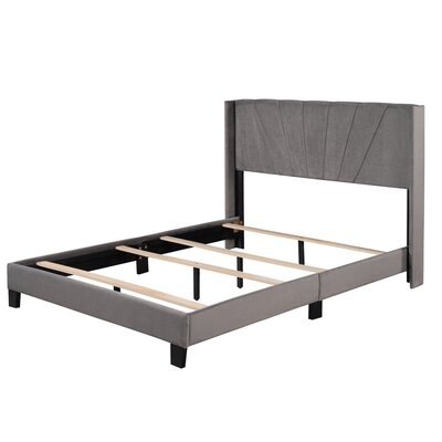 Velvet Upholstered Platform Bed - Image 0