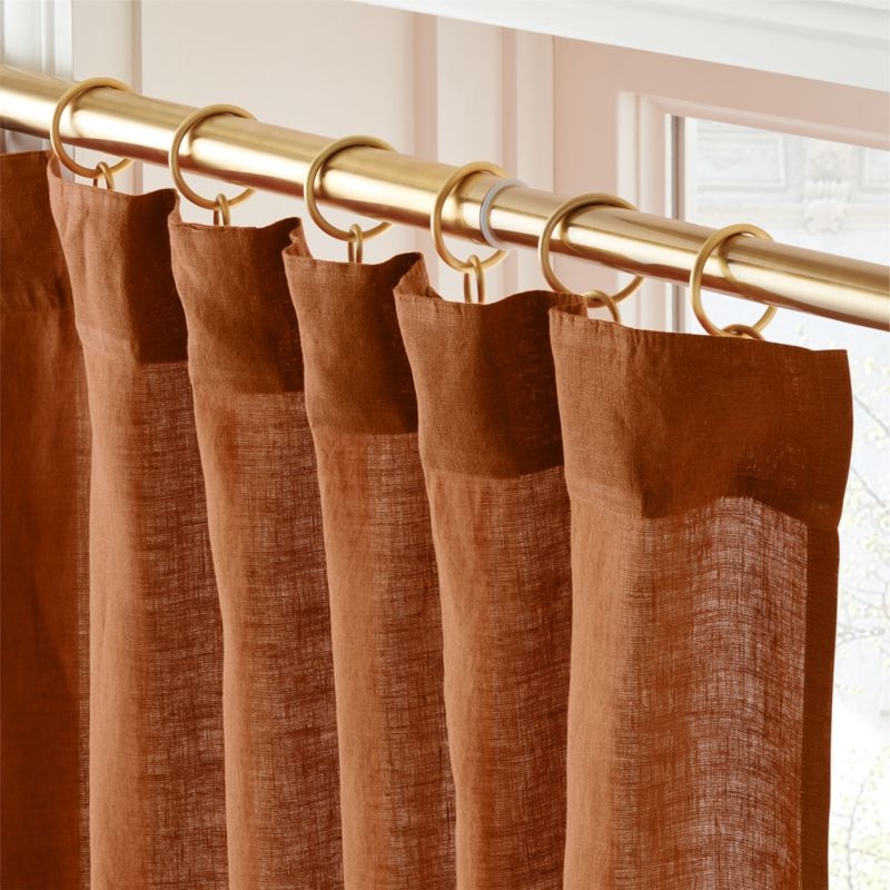 Dark Terracotta EUROPEAN FLAX™-Certified Linen Window Curtain Panel 48''x96" - Image 1