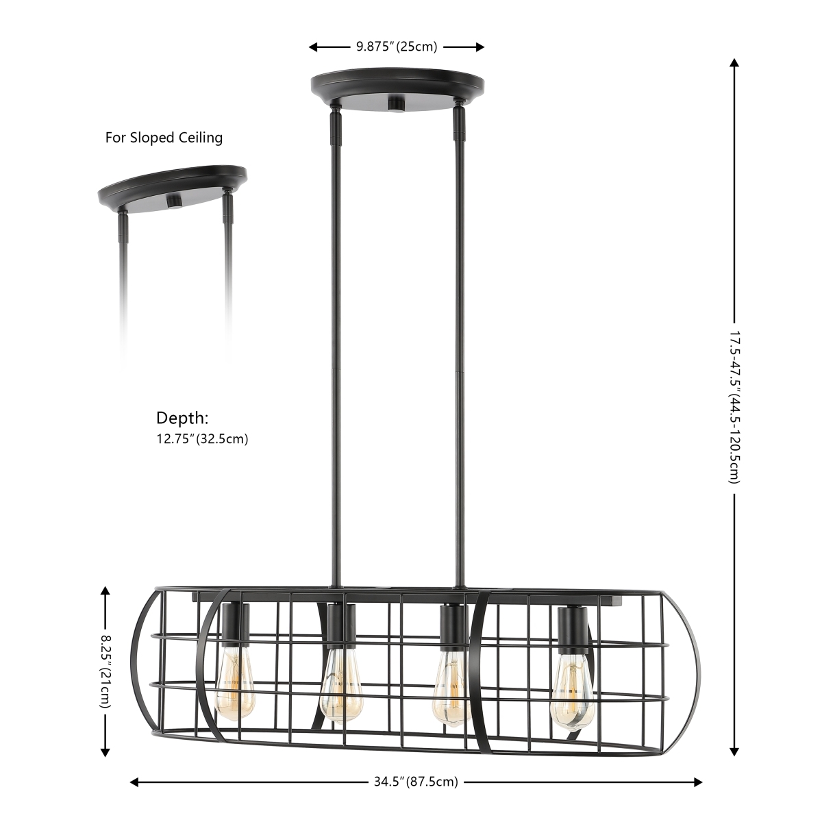 Daxton 4Lt 34.5" Chandelier - Black - Safavieh - Image 0