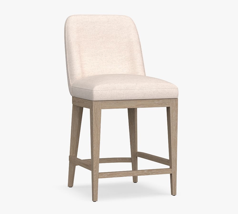 Layton Upholstered Counter Height Bar Stool, Seadrift Leg, Park Weave Charcoal - Image 0