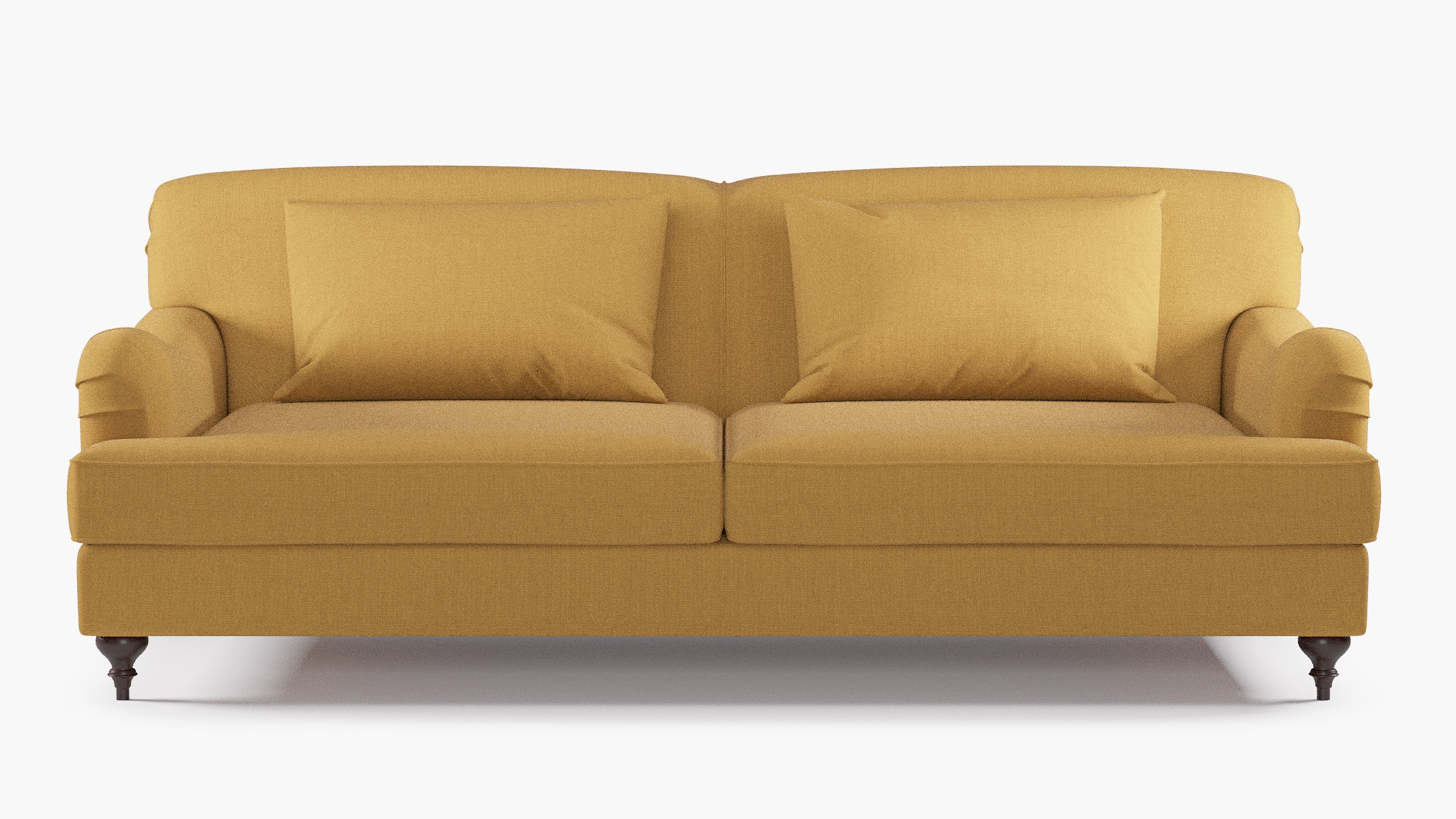 English Roll Arm Sofa, French Yellow Everyday Linen, Walnut - Image 0