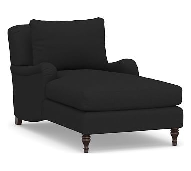 Carlisle Upholstered Chaise, Polyester Wrapped Cushions, Textured Basketweave Black - Image 0