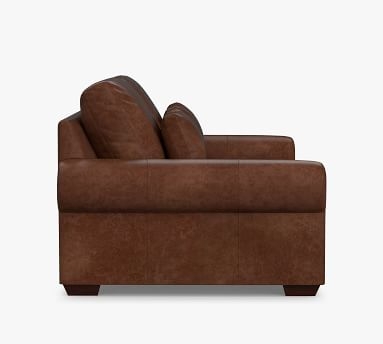 Big Sur Roll Arm Leather Deep Seat Loveseat 78", Down Blend Wrapped Cushions, Statesville Molasses - Image 4