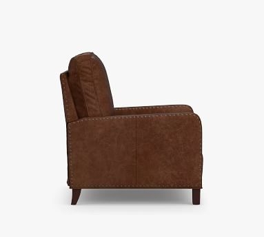Tyler Curved Leather Recliner with Bronze Nailheads, Down Blend Wrapped Cushions, Burnished Bourbon - Image 4