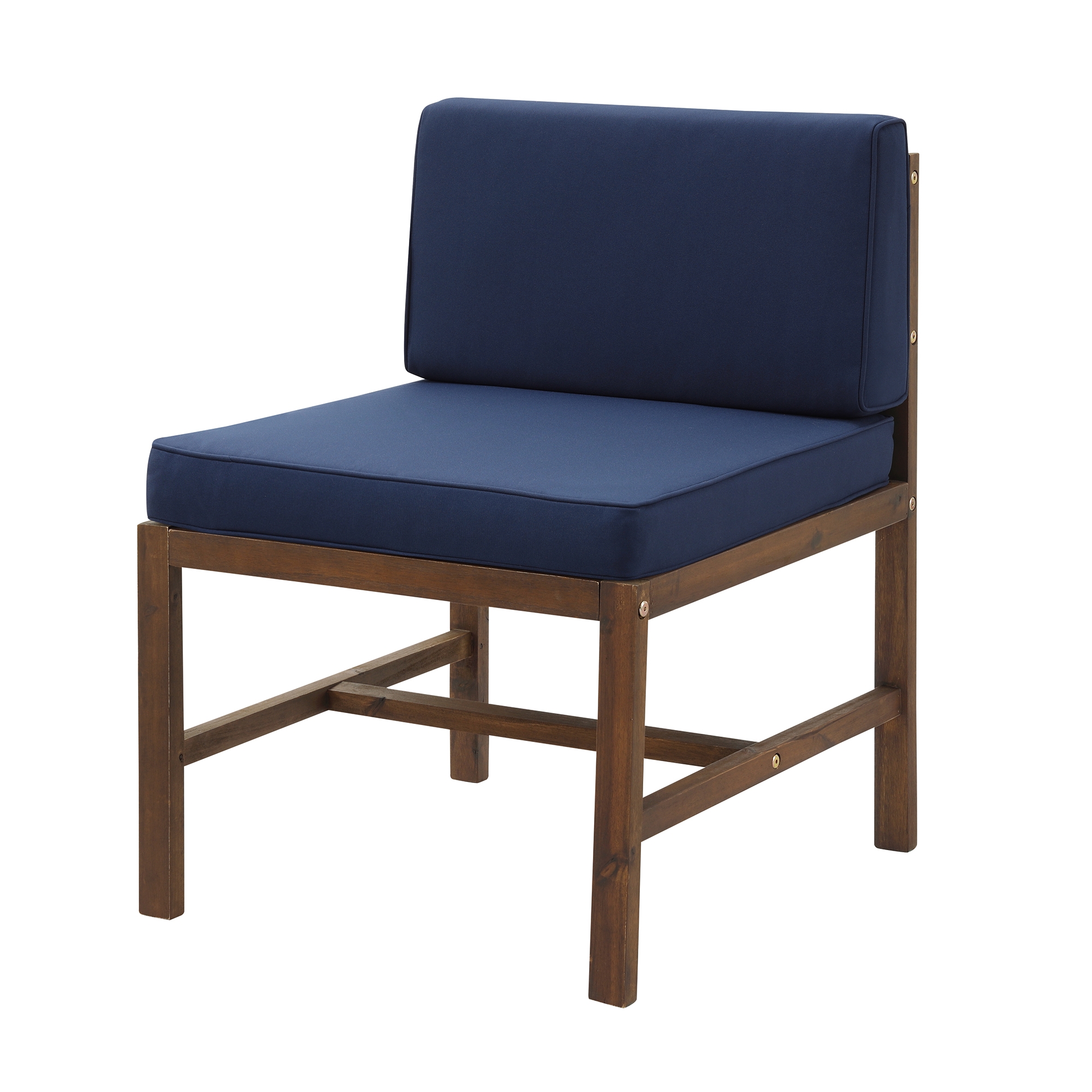 Sanibel Modular Acacia Patio Side Chair - Dark Brown/Navy Blue - Image 5