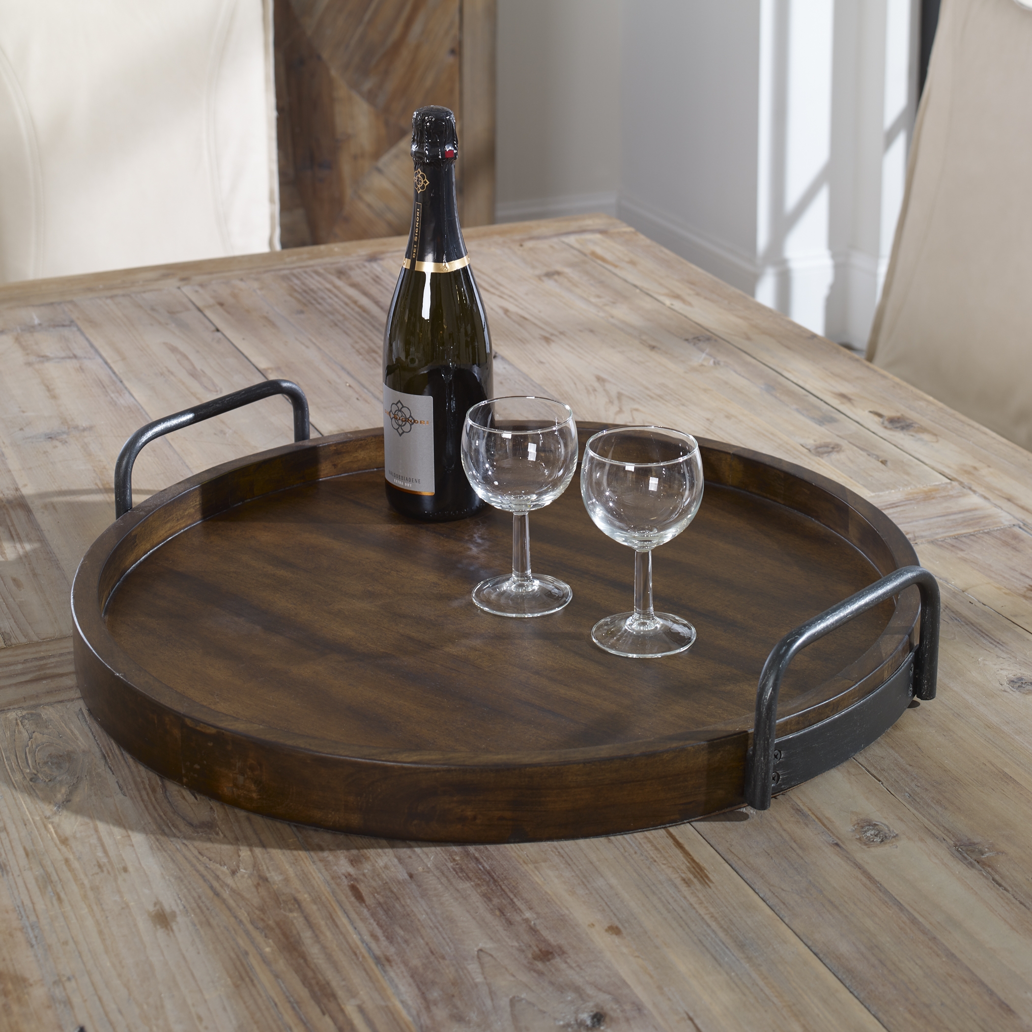 Reine Round Wooden Tray - Image 1