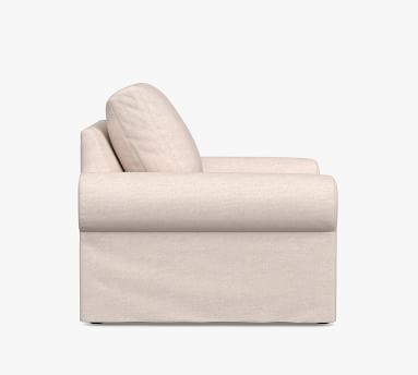 Big Sur Roll Arm Slipcovered Armchair, Down Blend Wrapped Cushions, Basketweave Slub Ash - Image 2