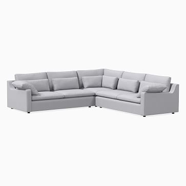 Harmony Swoop Arm 119" 3-Piece L-Shaped Sectional, Chenille Tweed, Frost Gray - Image 3