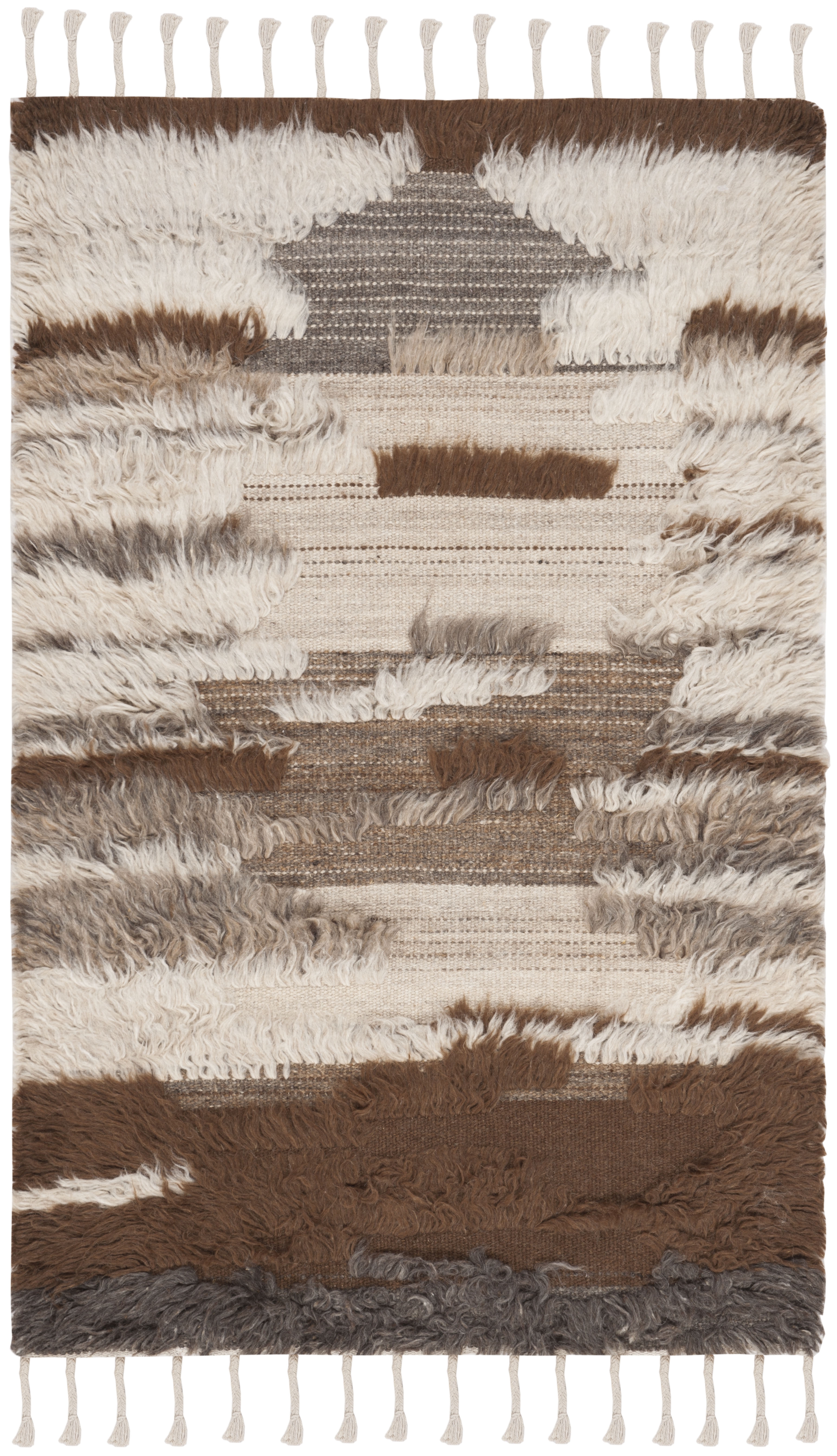 Arlo Home Hand Knotted Area Rug, KNY225A, Grey/Brown,  3' X 5' - Image 0