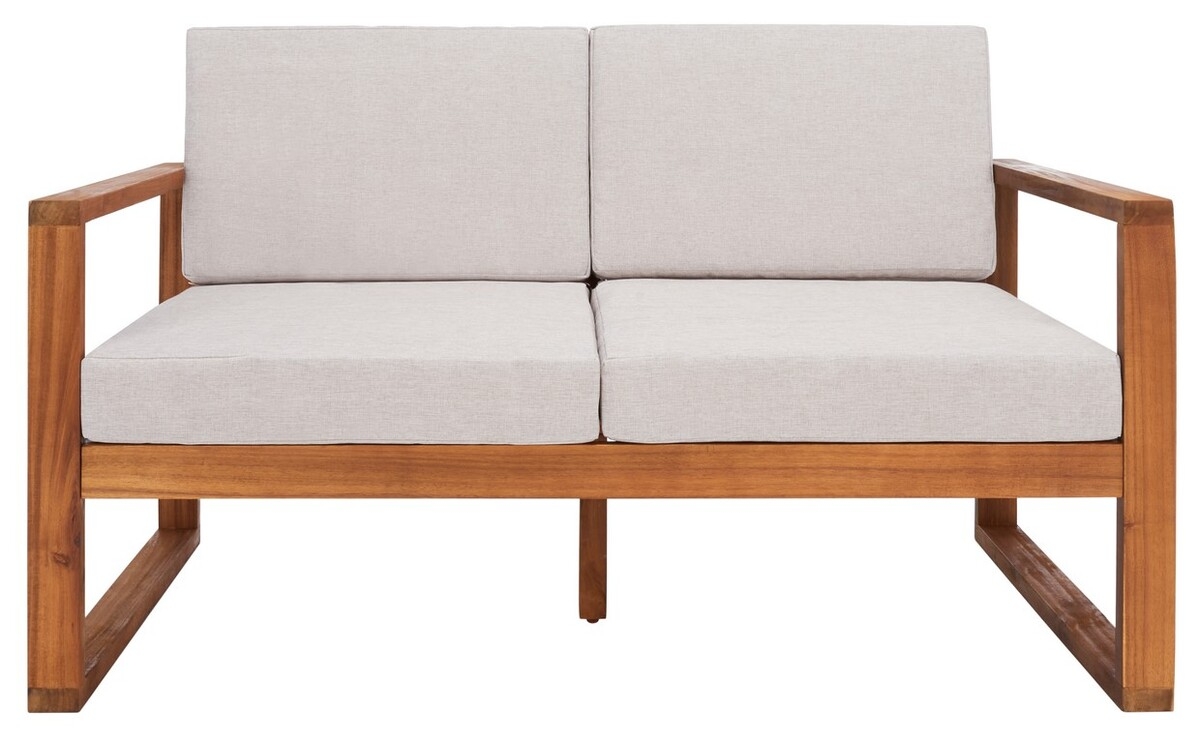 Emiko Outdoor Bench - Natural/Light Grey - Safavieh - Image 0