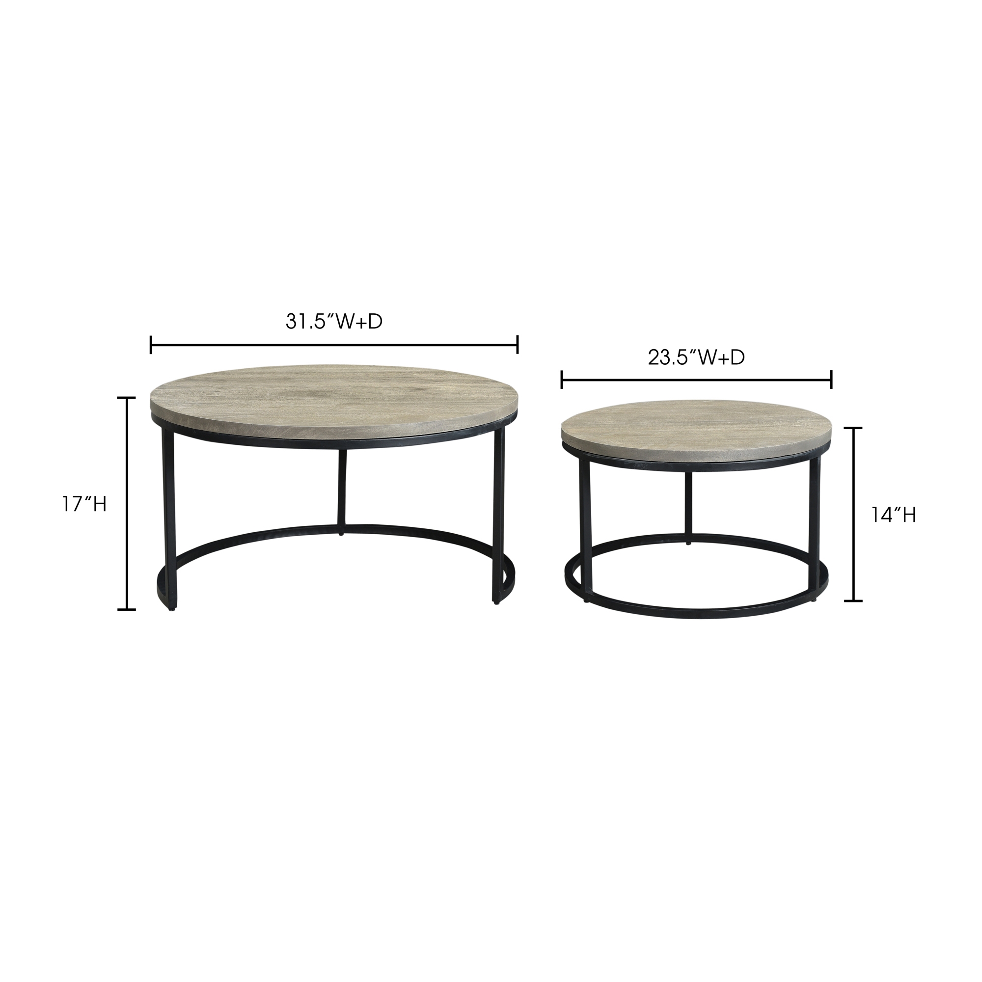 Drey Round Nesting Coffee Tables Grey Set Of Two - Image 6