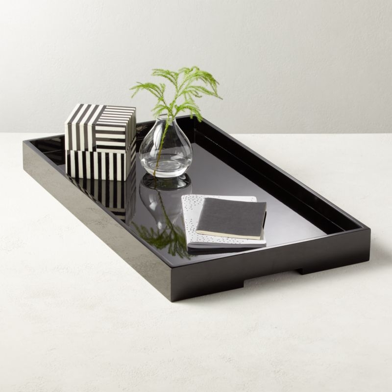 High Gloss Black Rectangle Tray - Image 1