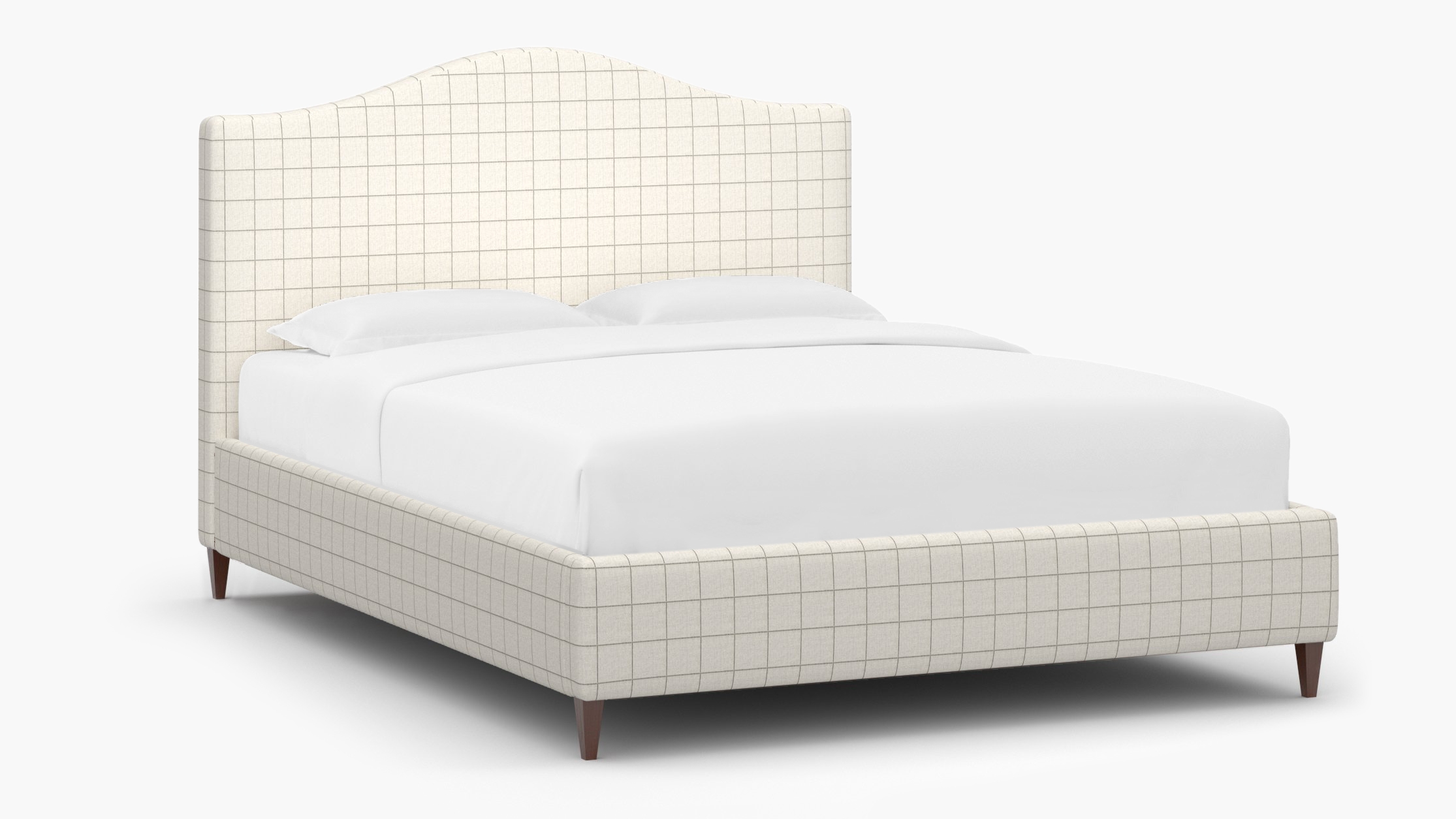 Camelback Bed, Coal Windowpane, Walnut Square Tapered Leg, Twin - Image 1