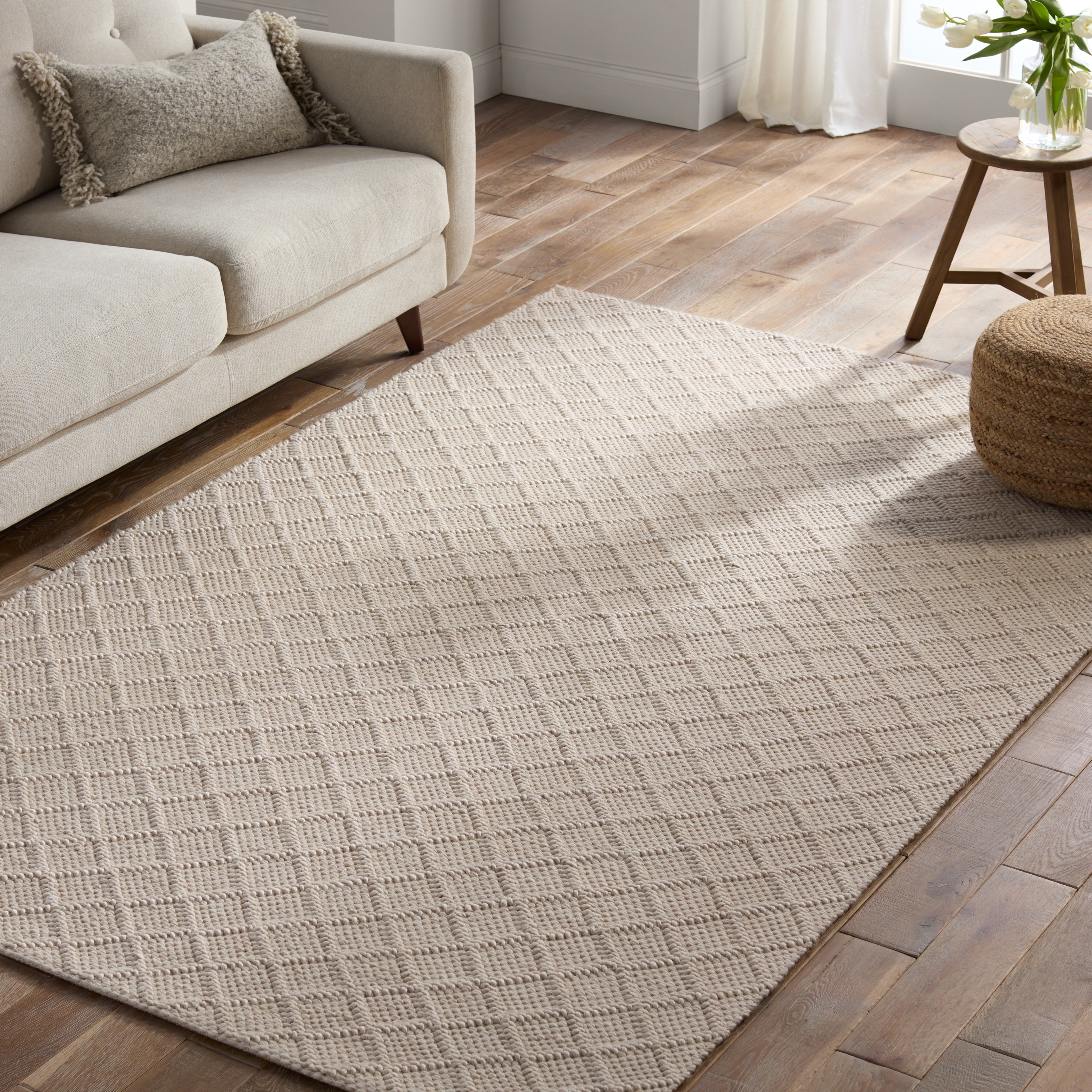 Ankine KIR01 Handmade Trellis Ivory Area Rug (6'x9') - Image 4
