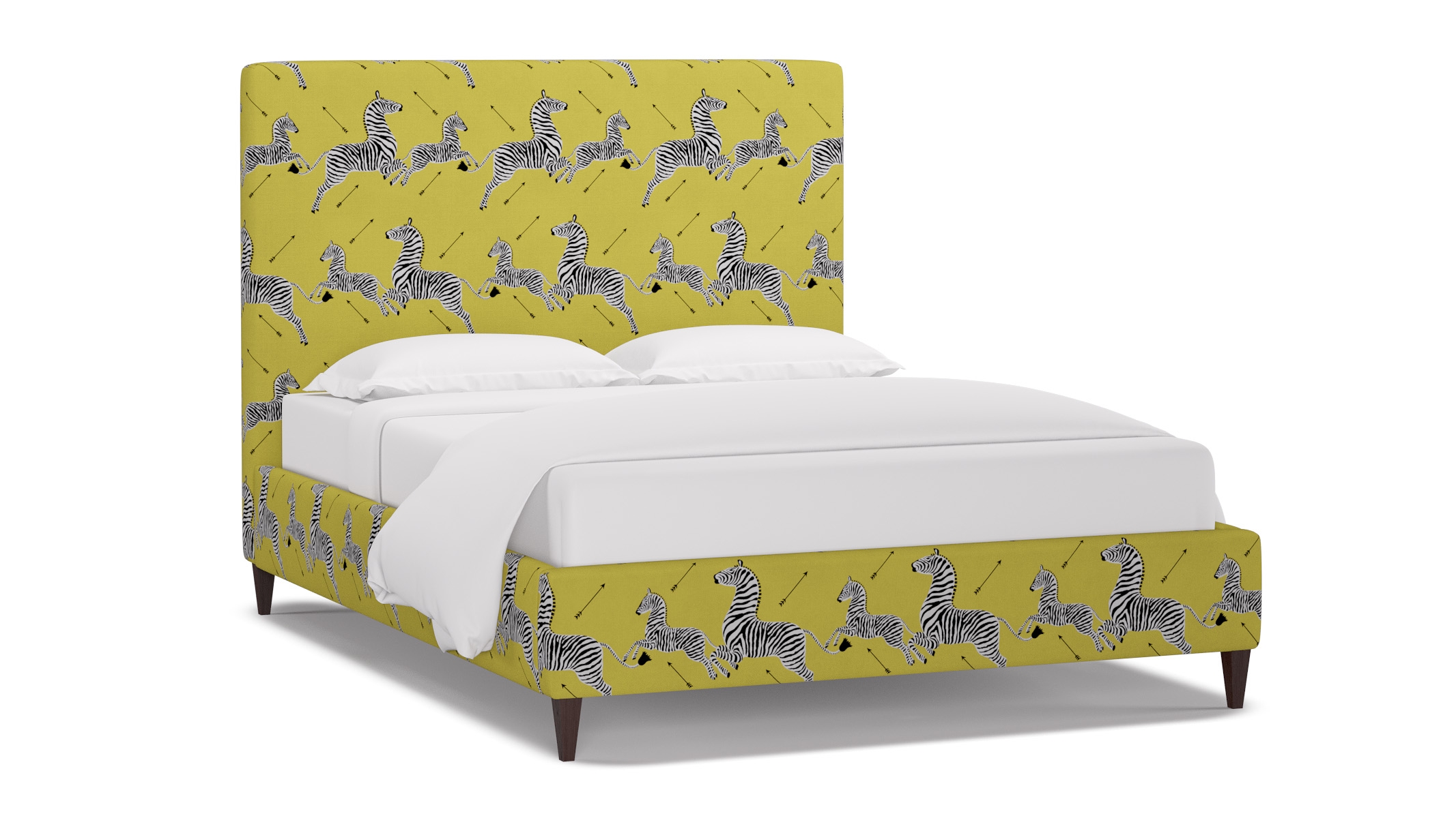 Classic Bed, Yellow Zebra, Espresso Square Tapered Leg, Twin - Image 1
