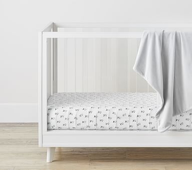 Organic Xo Fitted Crib Sheet, Black/White - Image 1
