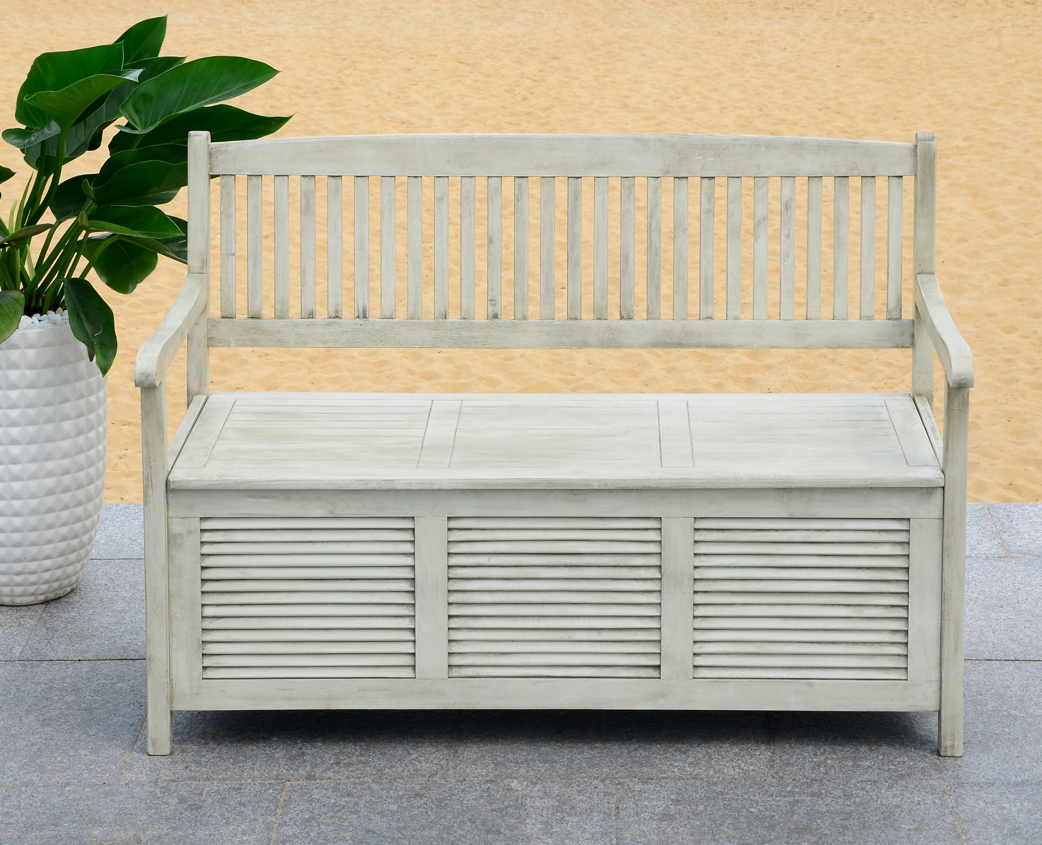 Brisbane Storage Bench - Distressed White - Safavieh - Image 5