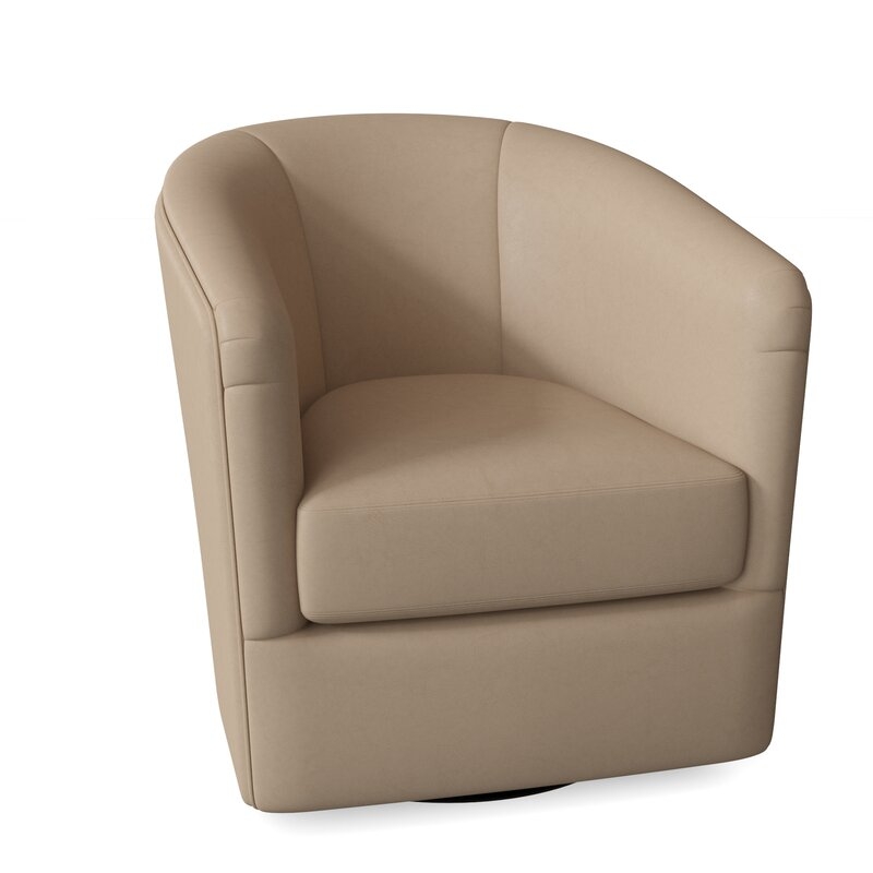 Omnia Leather Bella Swivel 18" Armchair Body Fabric: Saloon Blush, Motion Type: Standard with Swivel Ring Base - Image 0