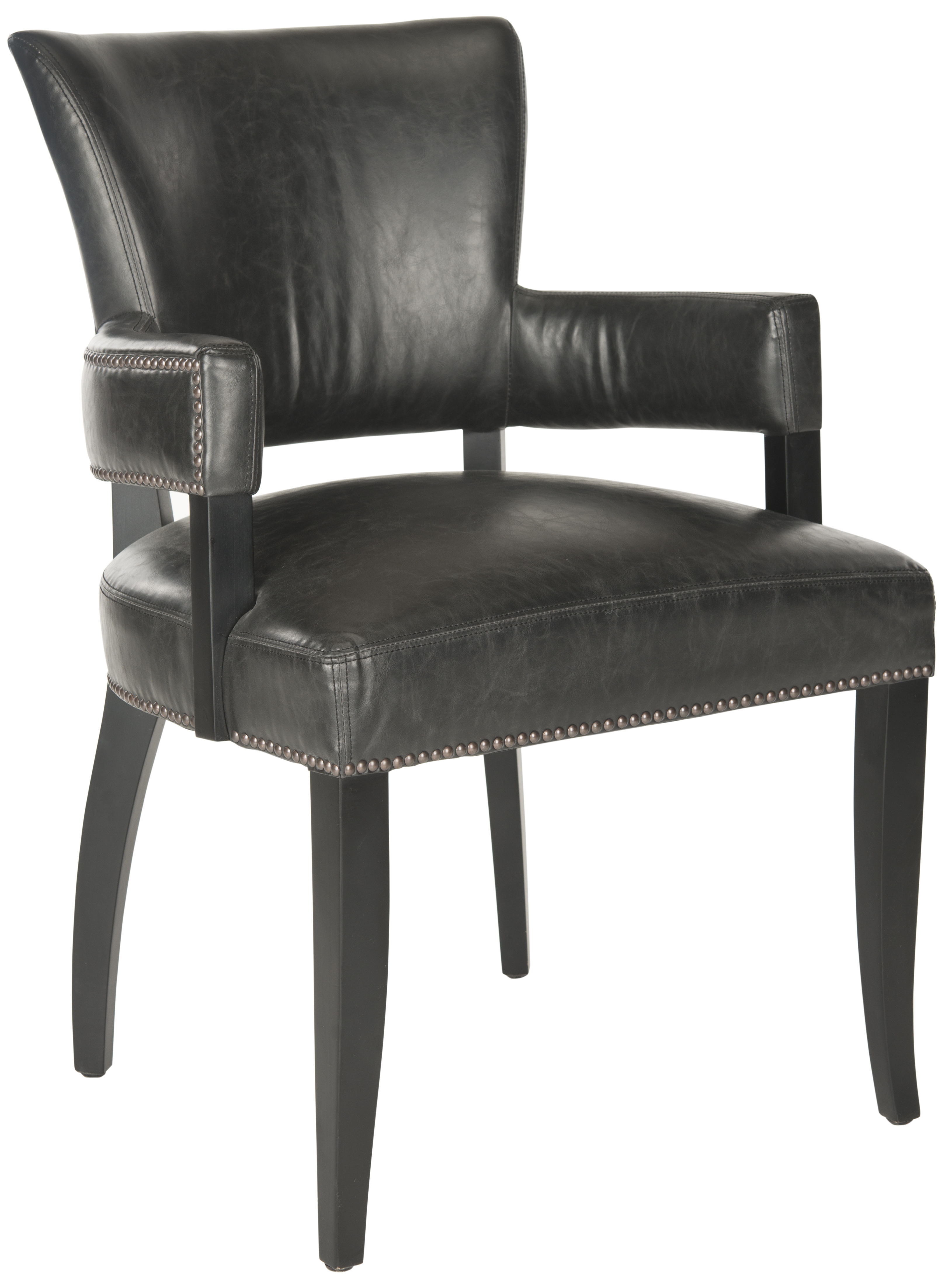 Desa 21''H Arm Chair - Brass Nail Heads - Antique Brown/Black - Arlo Home - Image 1