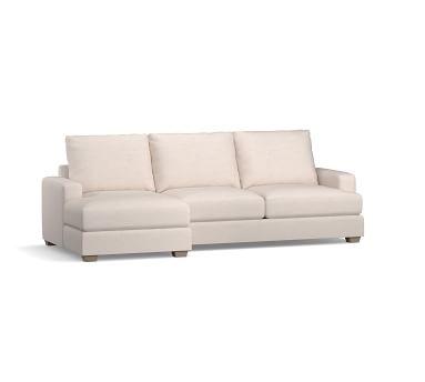 Canyon Square Arm Upholstered Right Arm Sofa with Chaise SCT, Down Blend Wrapped Cushions, Performance Heathered Basketweave Alabaster White - Image 1