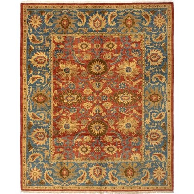 One-of-a-Kind Hornell Hand-Knotted 2010s Ushak Dark Copper/Blue/Gold 8'1" x 9'10" Wool Area Rug - Image 0