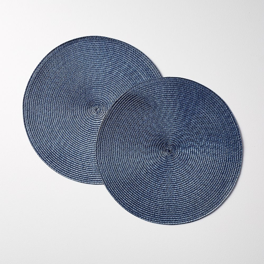 Round Woven Placemats, Set of 2, Regal Blue - Image 0