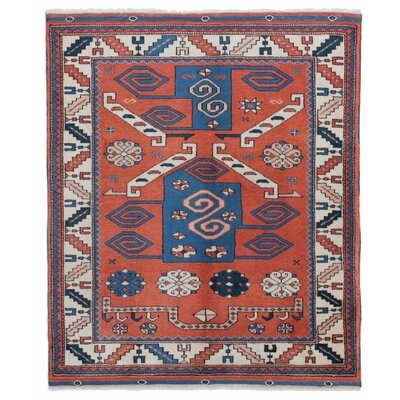 One-of-a-Kind Clutch Hand-Knotted 1960s Turkish Blue/Red 4' Square Area Rug - Image 0