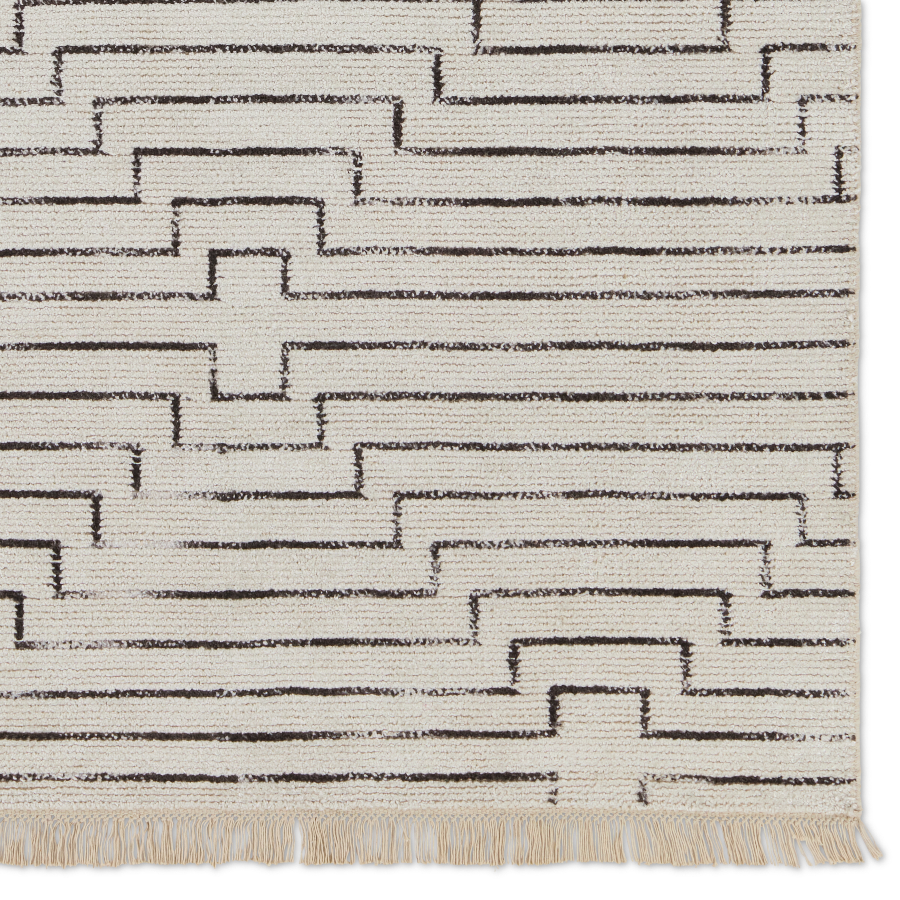 Alloy SAT02 Handmade Geometric White and Black Area Rug (10'x14') - Image 3