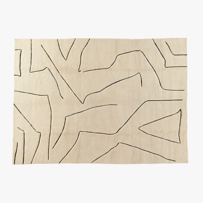 Myriad Hand-Knotted Warm White New Zealand Wool Area Rug 10'x14' - Image 0