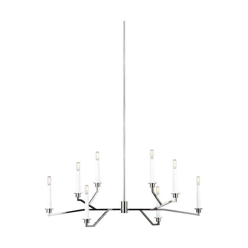  8 - Light Candle Style Modern Linear Chandelier Finish: Polished Nickel - Image 0