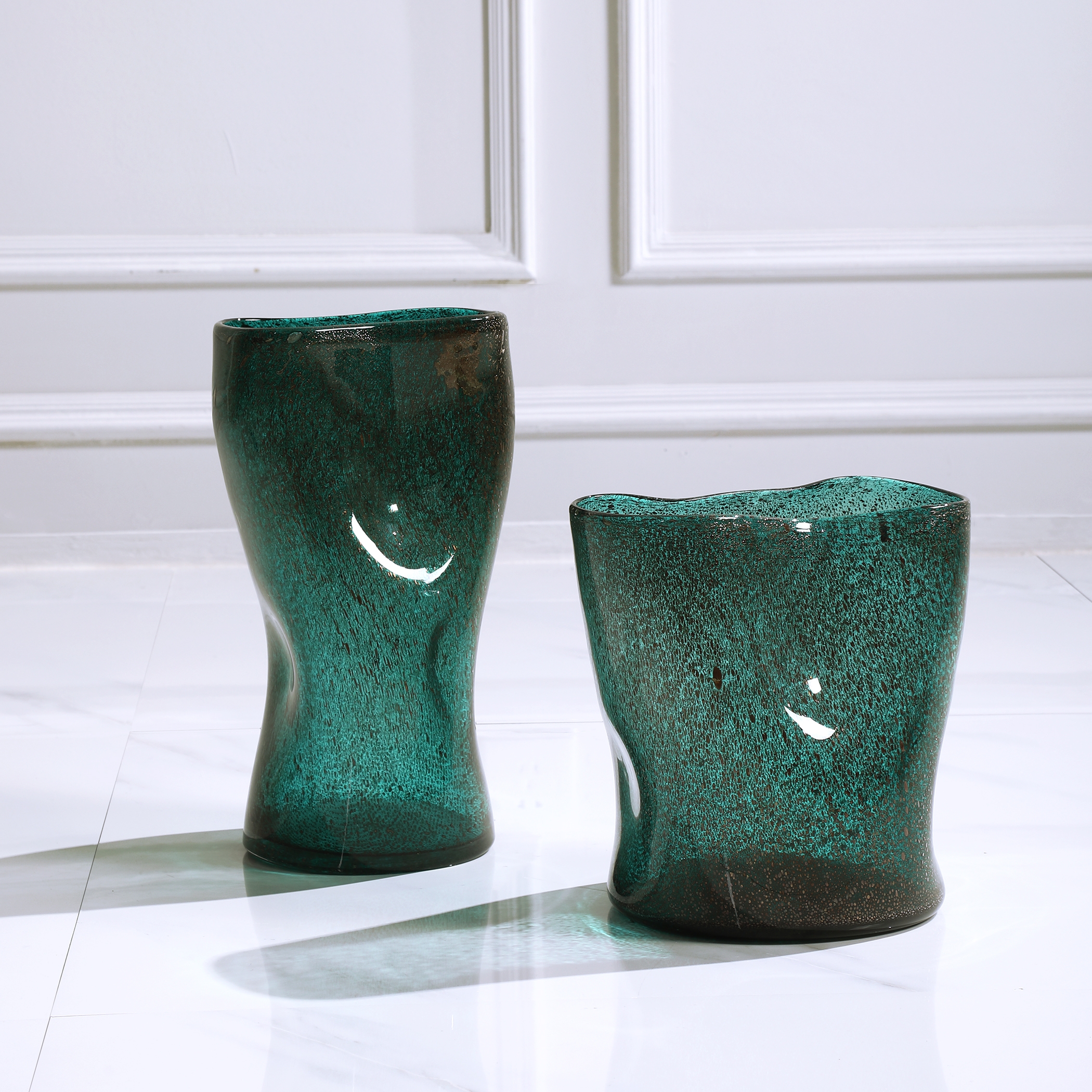 Lulu Aqua Glass Vases, S/2 - Image 0
