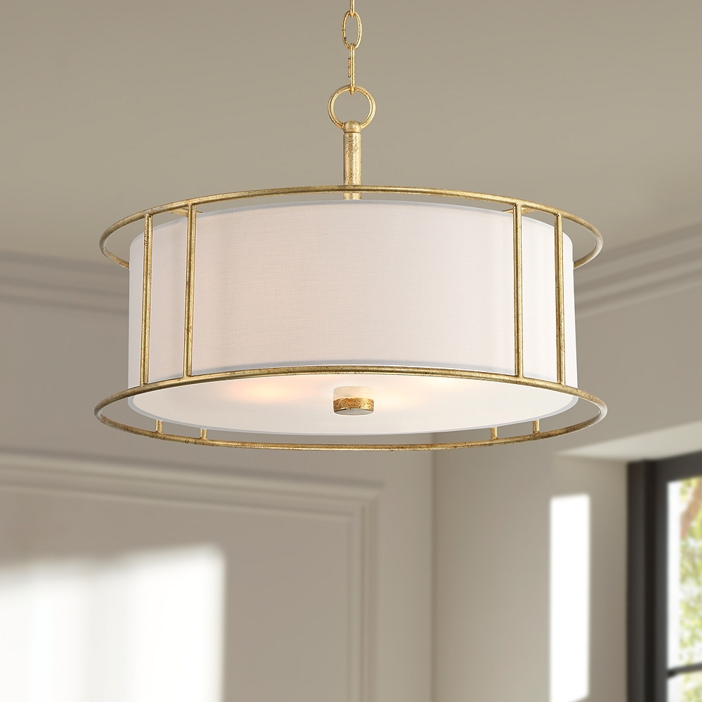 Possini Euro Kahna 20" Wide Painted Gold Drum Pendant Light - Image 0