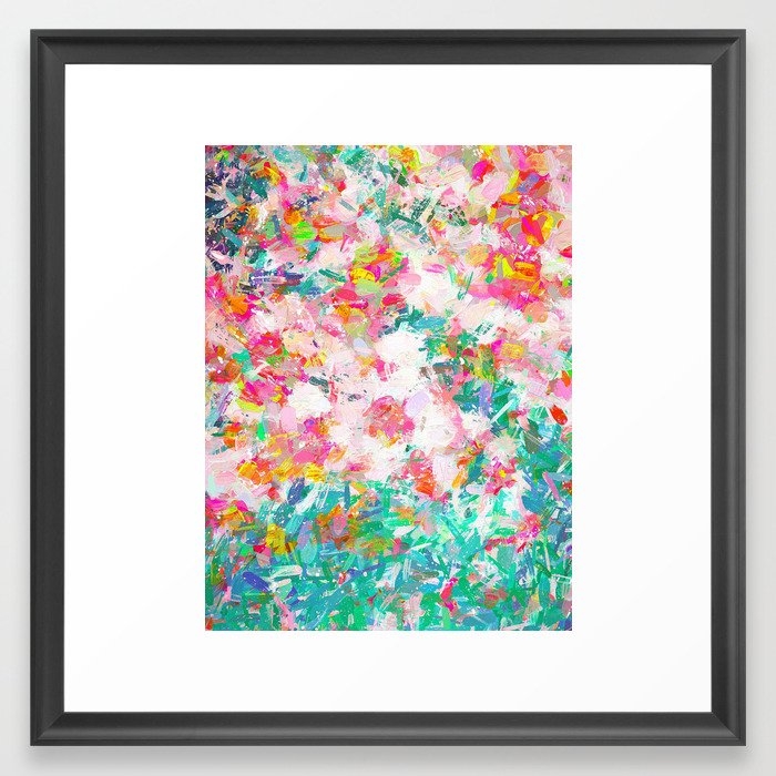 Painted Joy | Abstract Botanical Floral Nature Painting | Spring Meadow Garden Framed Art Print by 83 Oranges Free Spirits - Scoop Black - Medium(Gallery) 20" x 20"-22x22 - Image 0