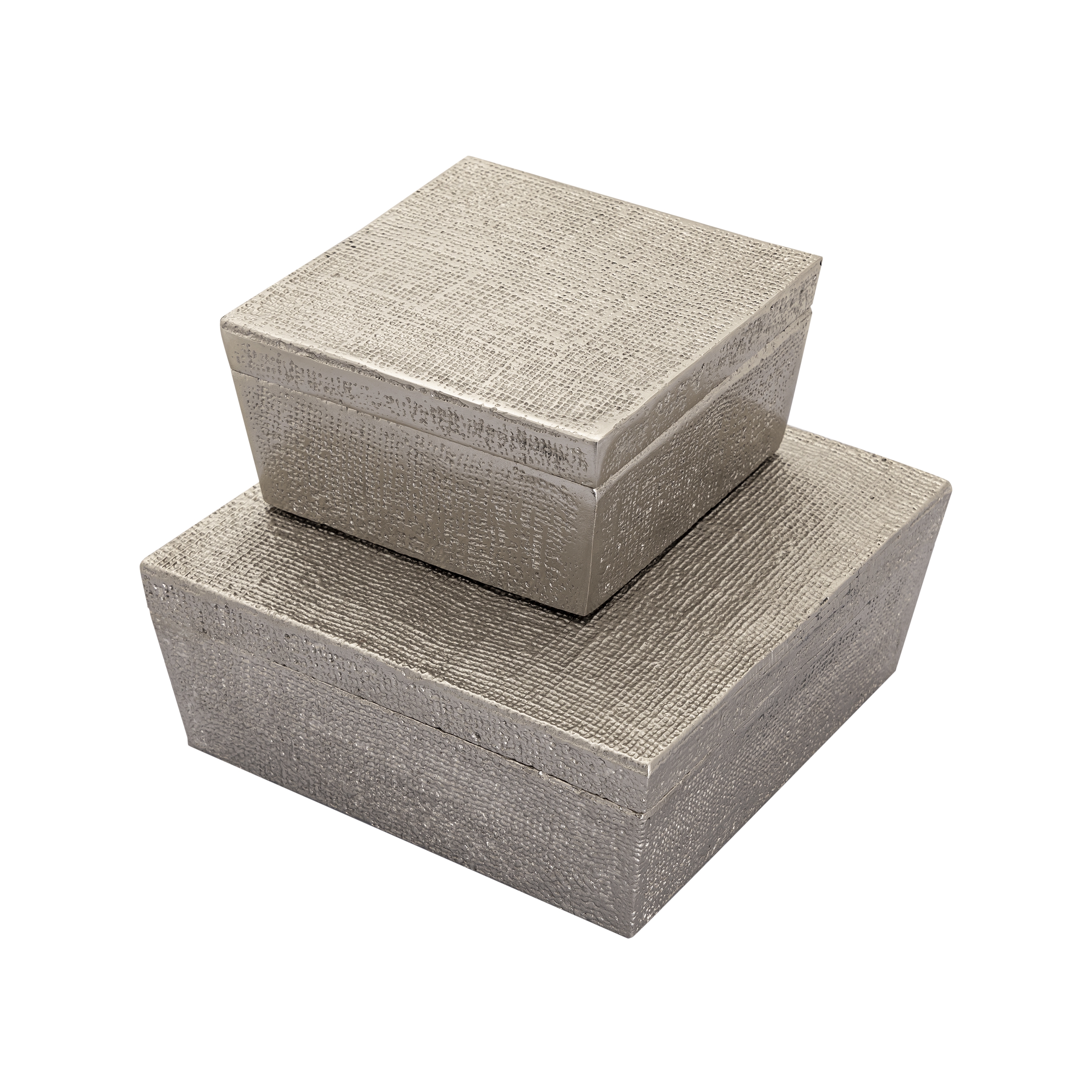 Square Linen Texture Box - Small Nickel - Image 6