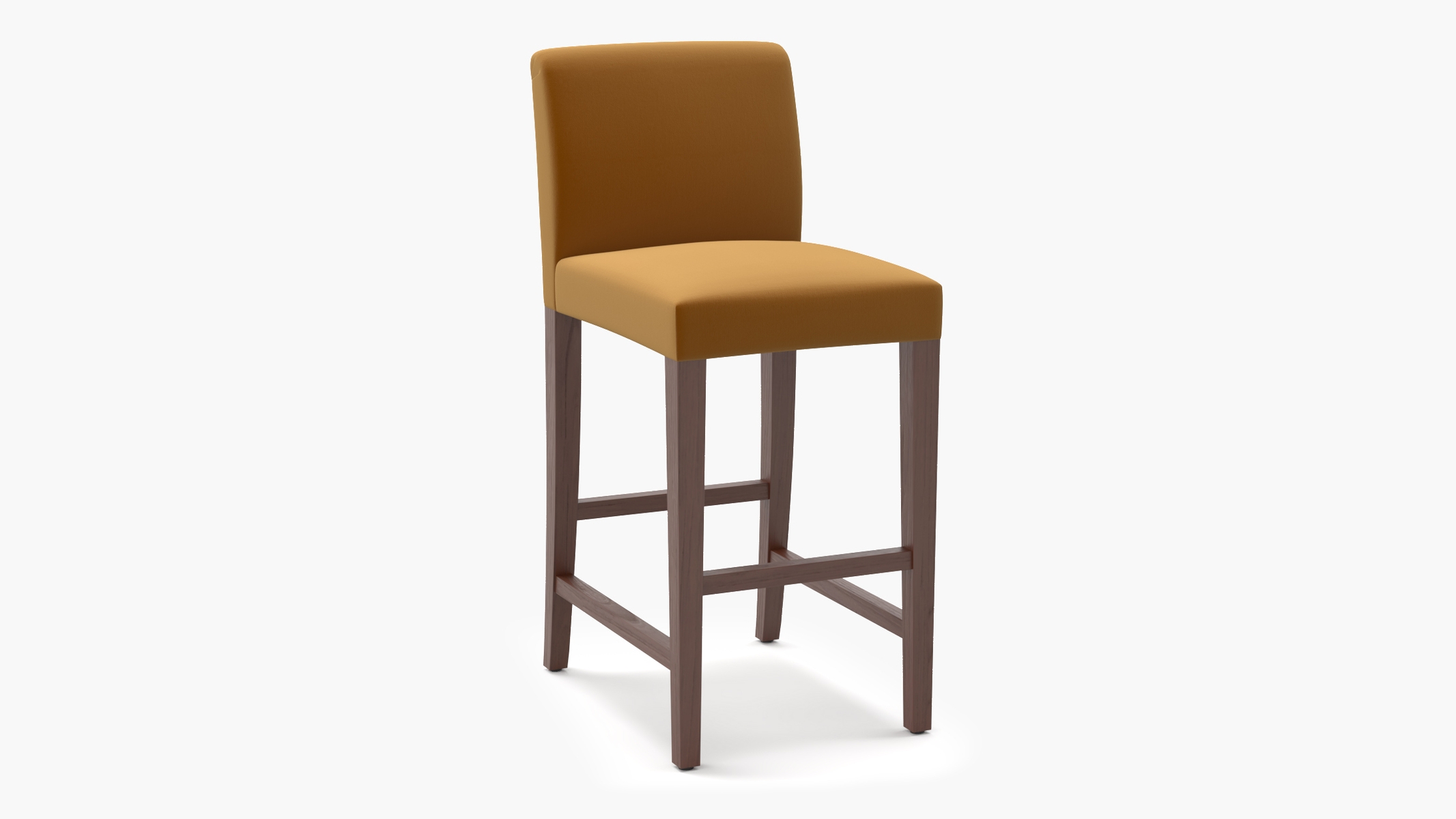 Signature Dining Bar Stool, Marigold Performance Velvet, Walnut Square Tapered Leg - Image 1