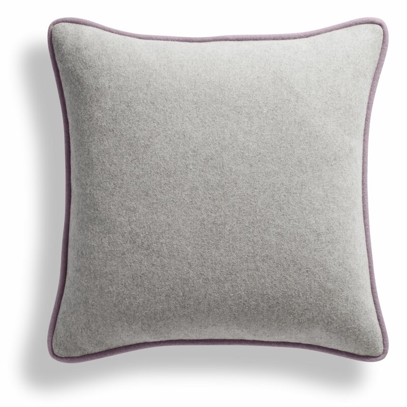 Blu Dot Duck Duck Wool Feathers Throw Pillow Color: Thurmond Charcoal/Light Gray/Lilac Piping - Image 0
