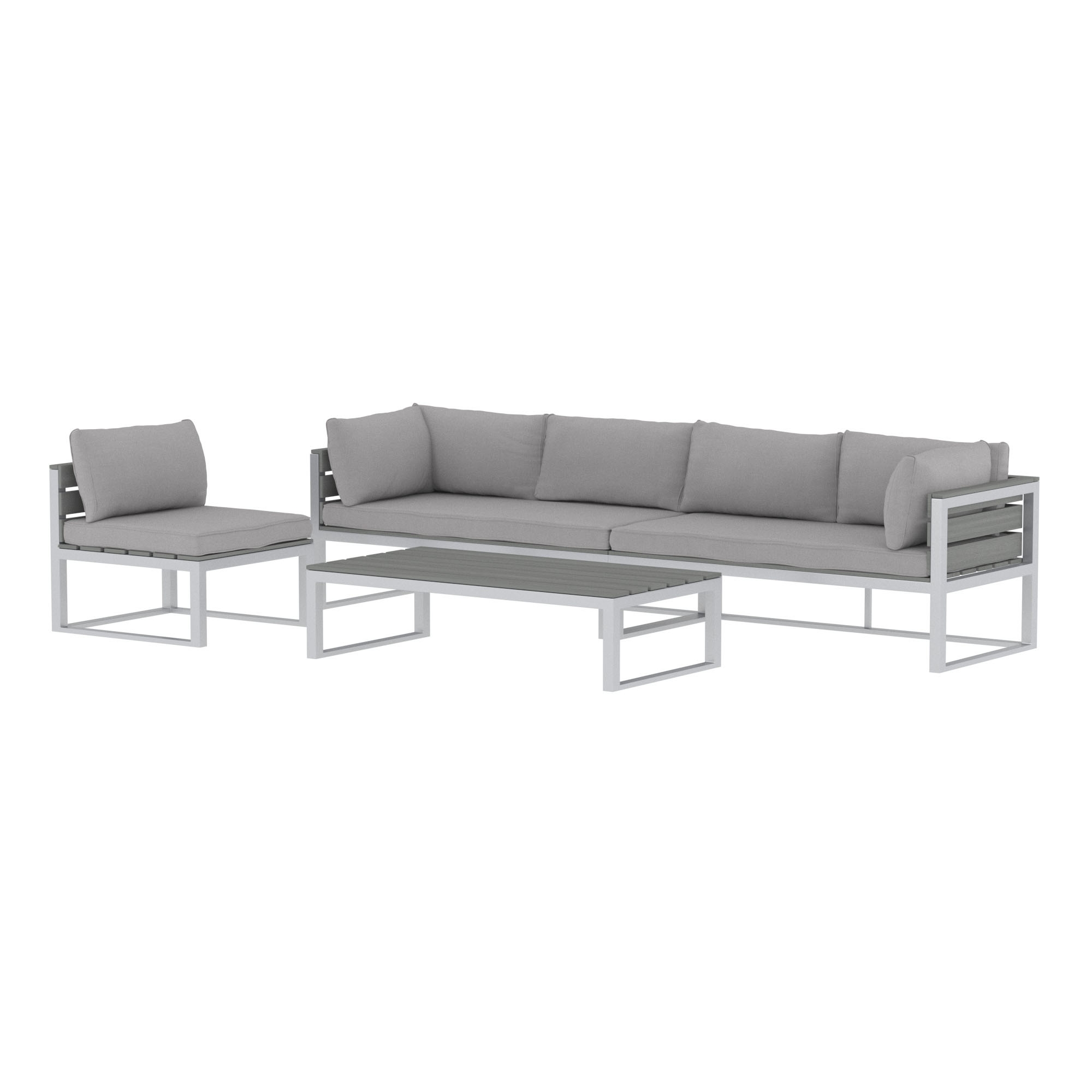 4-Piece Aluminum Outdoor Patio Conversation Set with Cushions - Grey - Image 2