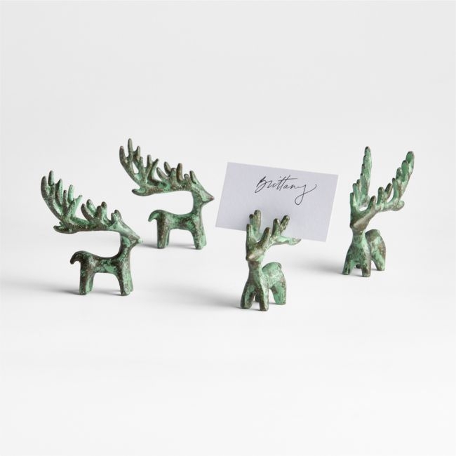 Antique Verdigris Reindeer Placecard Holder - Image 0