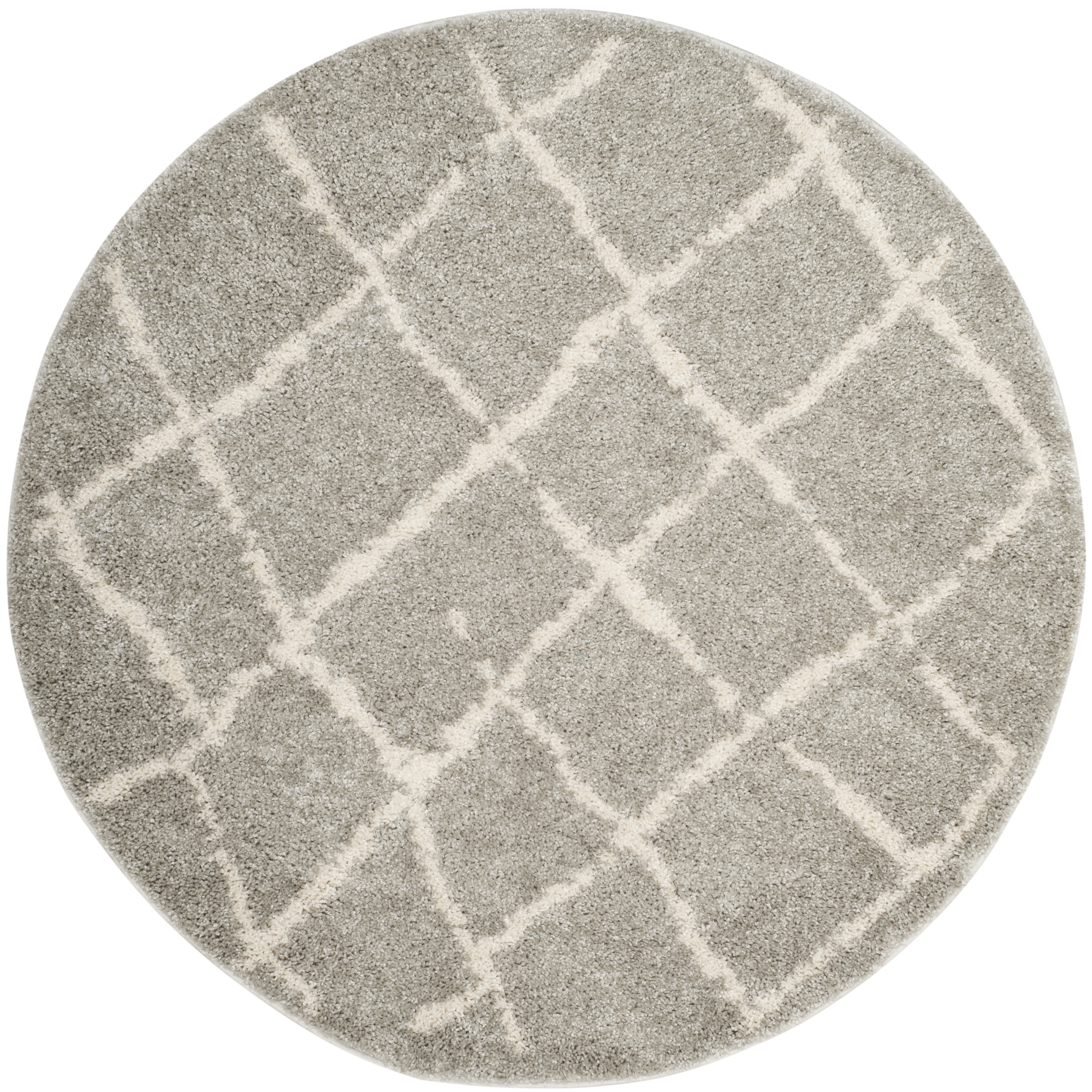 Arlo Home Woven Area Rug, BER162B, Light Grey/Cream,  5' 1" X 5' 1" Round - Image 0
