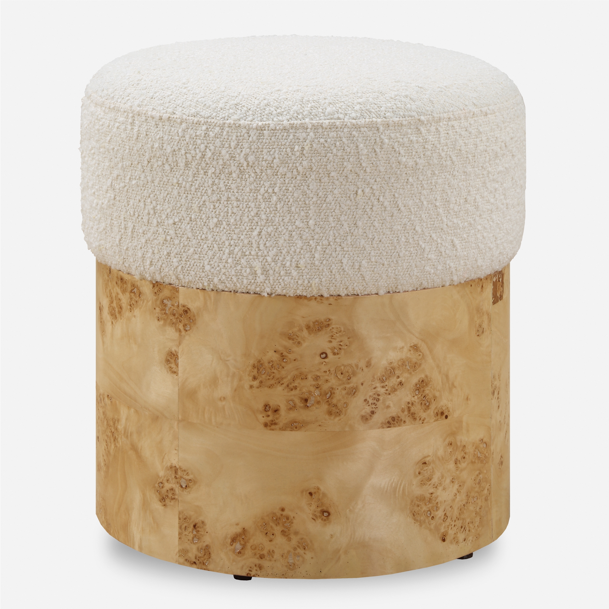 Swirls Poplar Ivory Ottoman - Image 0