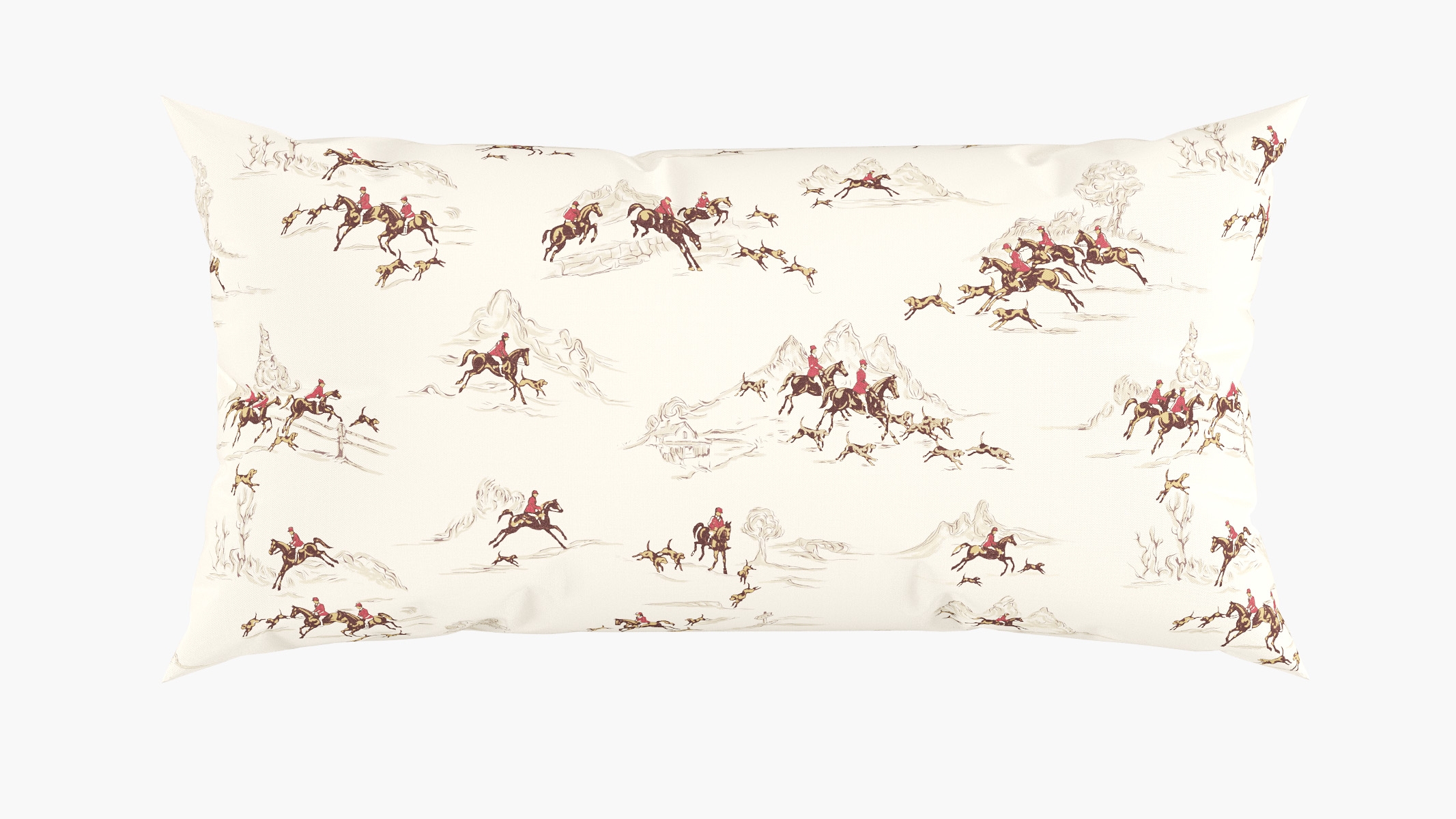 Outdoor 14" x 30" Lumbar Pillow, Red Cotswold Hunt, 14" x 30" - Image 0