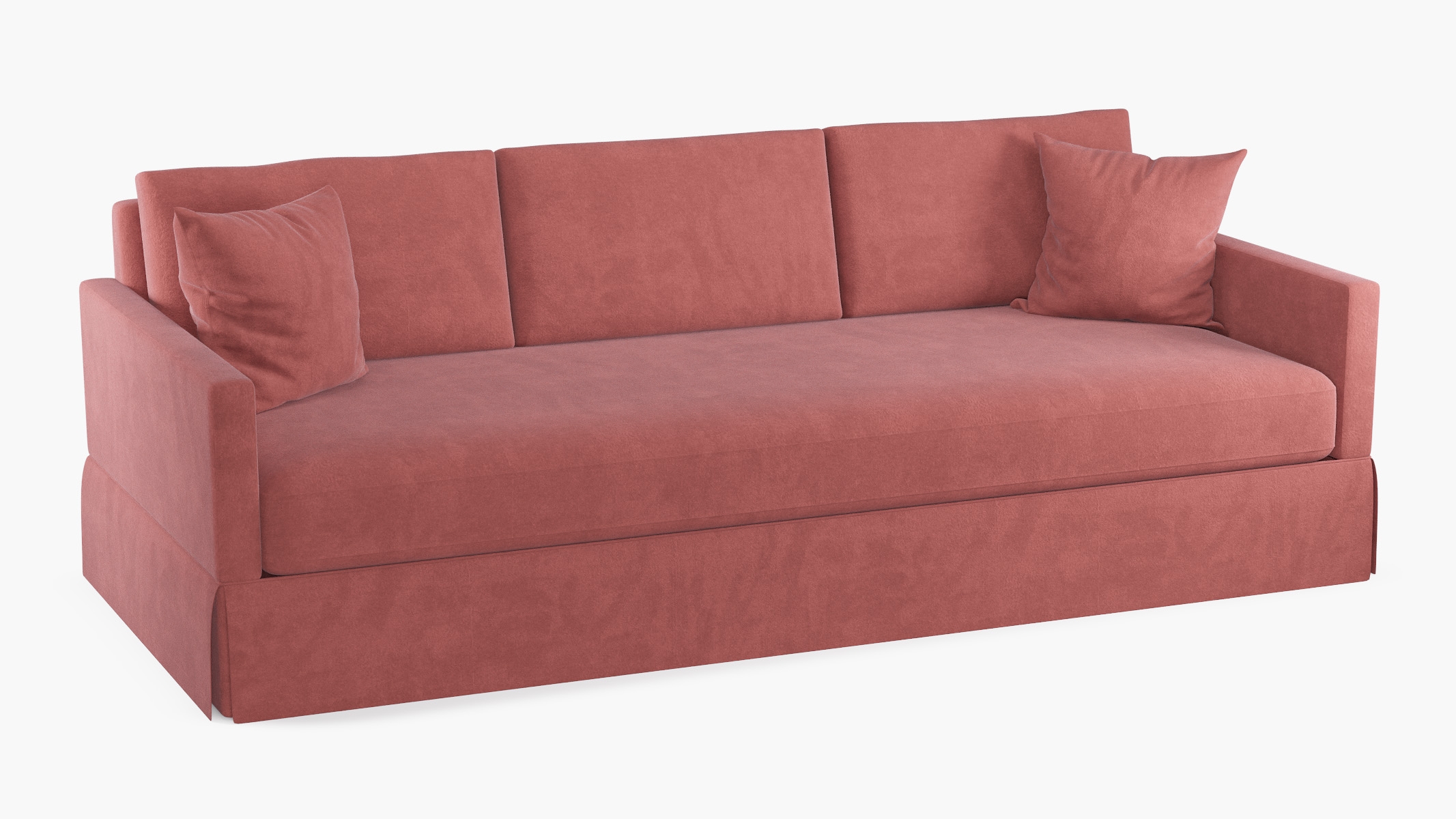 Skirted Track Arm Sofa, Coral Luxe Velvet, Standard (39") - Image 1