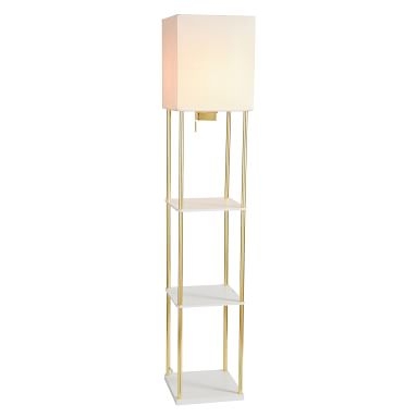 Harrison Shelf Floor Lamp, White/Gold - Image 1
