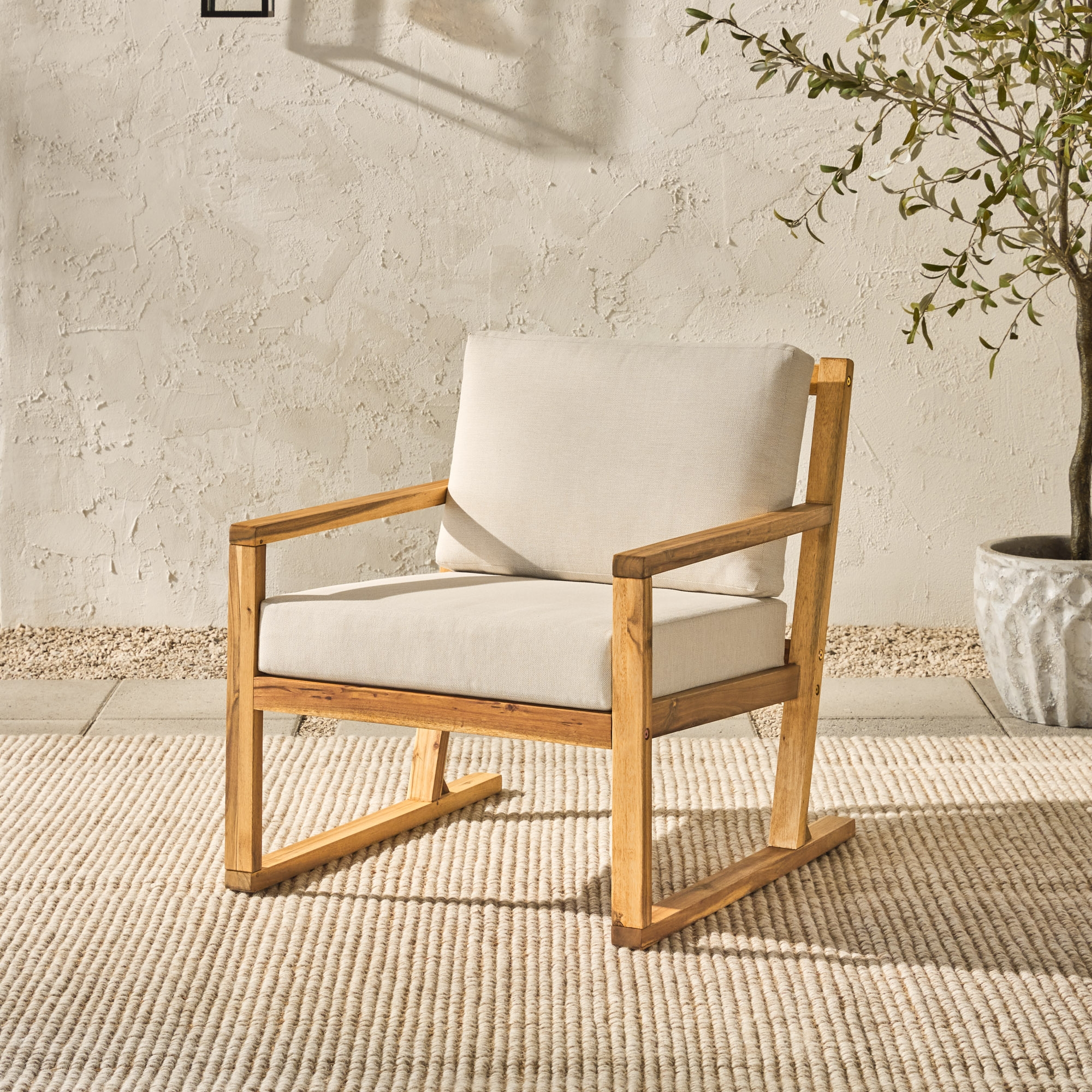 Modern Slat Back Wood Club Chair - Natural - Image 2